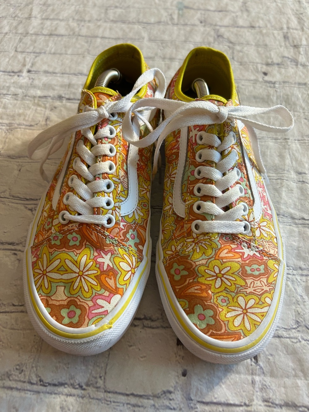 VANS OLD SKOOL TAPERED PSYCHEDELIC RESORT FLORAL PATTERNED YELLOW CANVAS SIZE 10